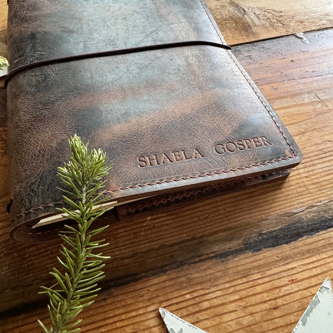 The 'Willie Wagtail' Leather Journal in Rustic Whiskey