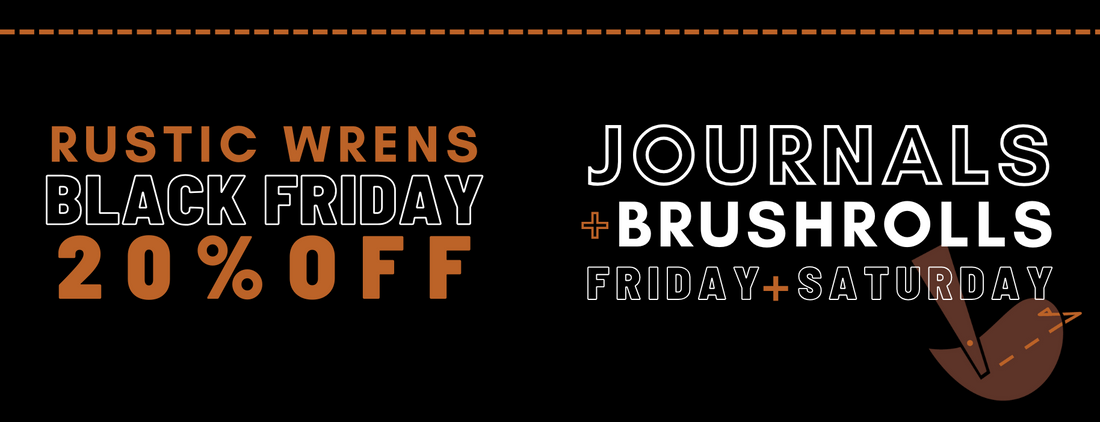 Rustic Wren leather journals and brushrolls, Black Friday favourites
