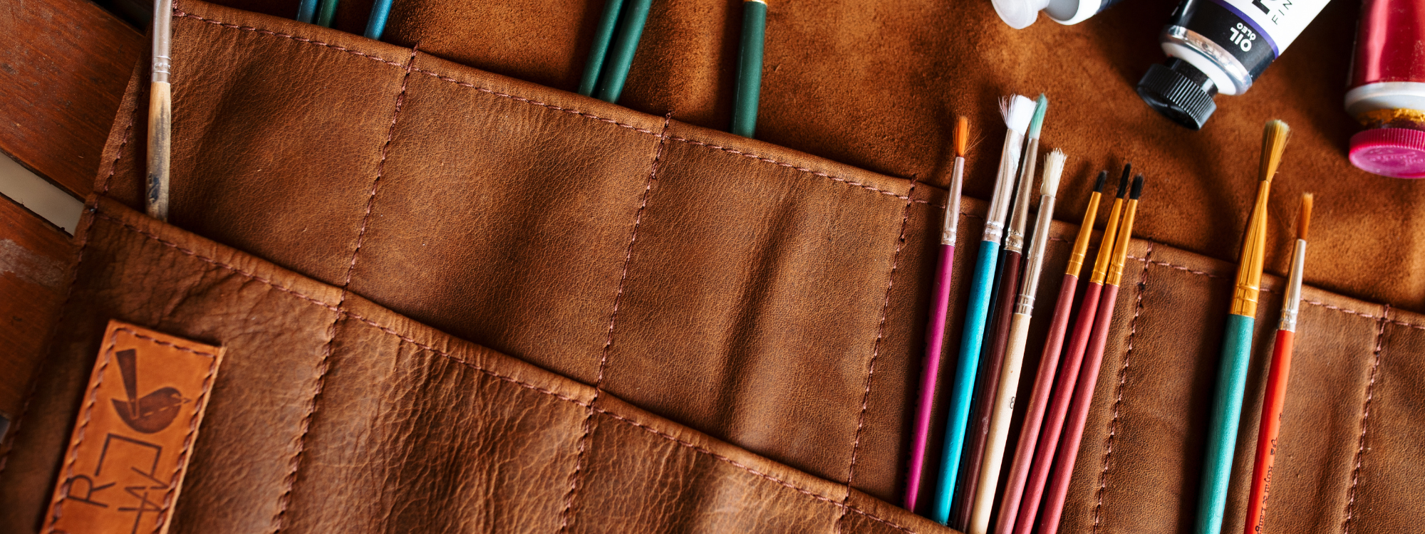 Leather Brush Rolls. the perfect gift for that arty one in your life. Artist gift pencil roll, art roll, brush roll, pen roll tool roll