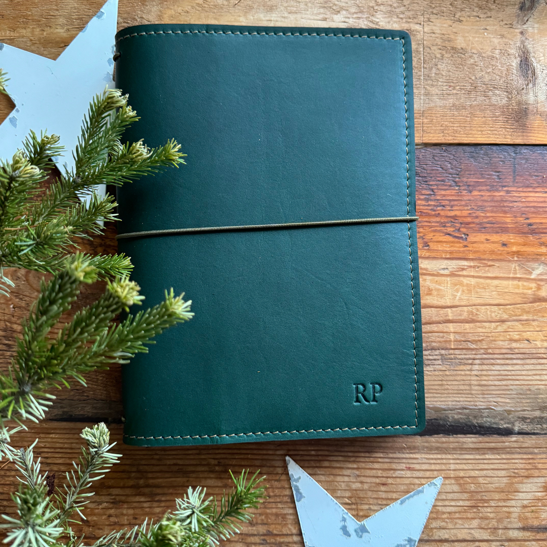 The 'Willie Wagtail' Leather Journal in Gum Leaf Green