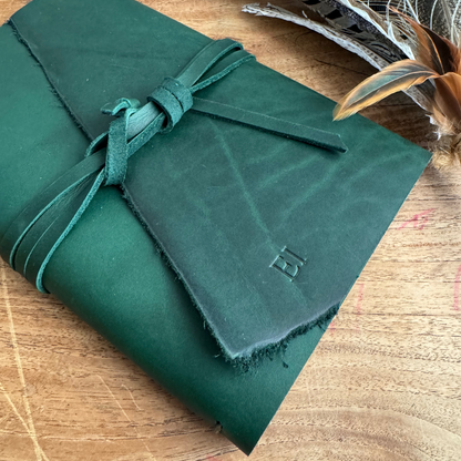 The 'Honey Eater' Leather Journal in Gum Leaf Green