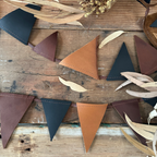 Handmade leather bunting by Rustic Wren