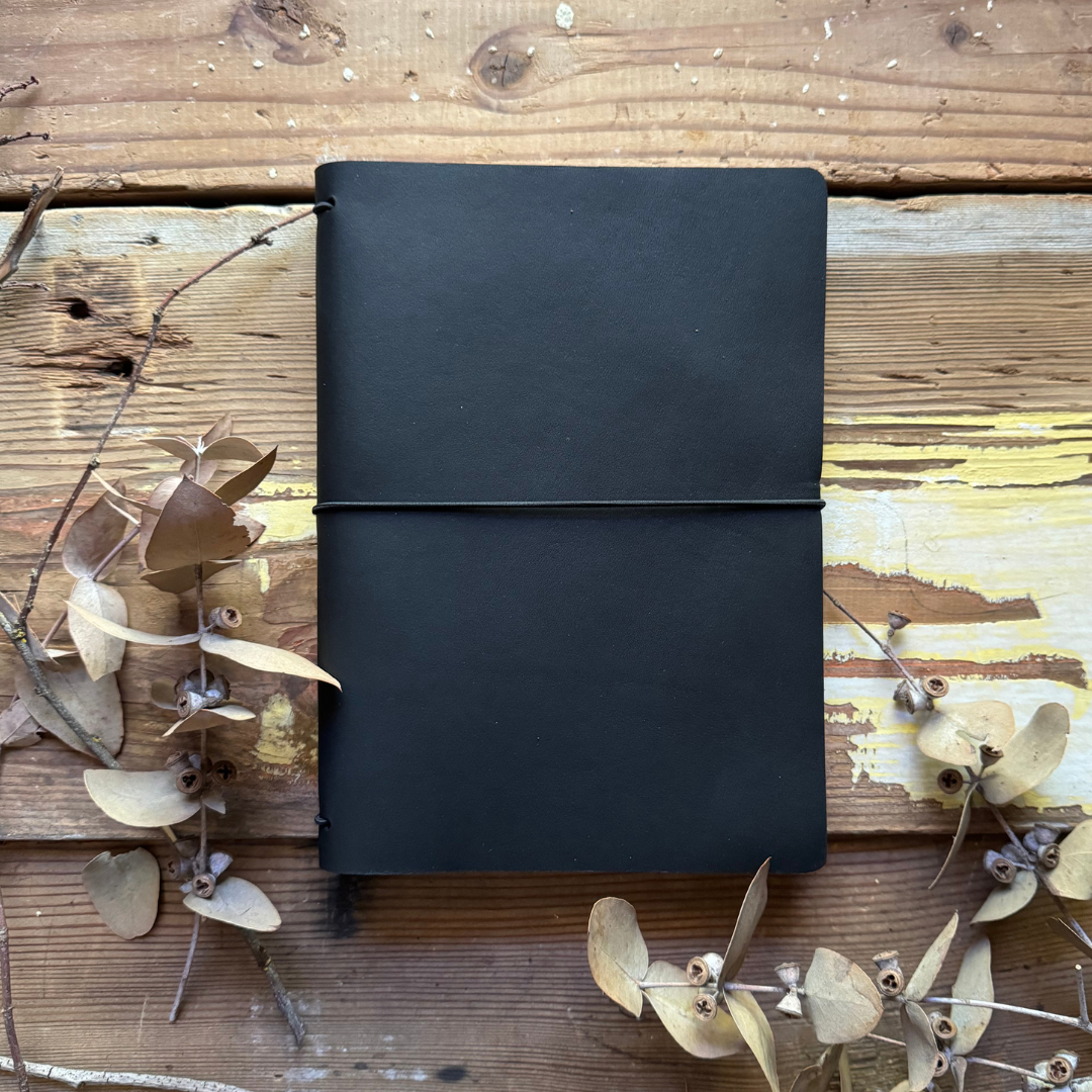 The 'Red Robin' Leather Journal in Black (RTS)