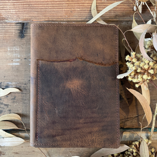 The 'Wedge Tailed Eagle' Leather Journal in Rustic Whiskey