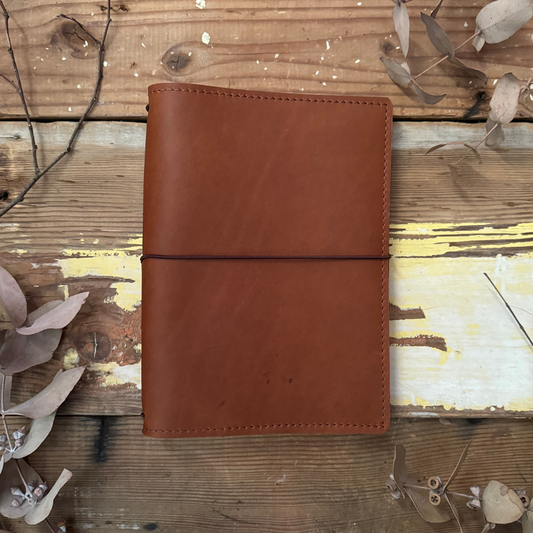 The 'Willie Wagtail' Leather Journal in Grounded Tan