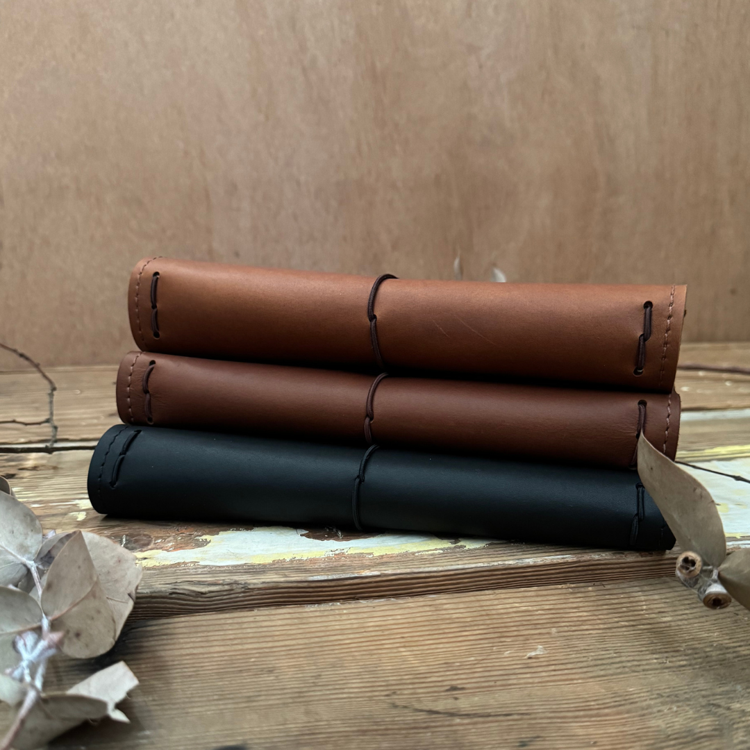 The 'Willie Wagtail' Leather Journal in Gum Leaf Green