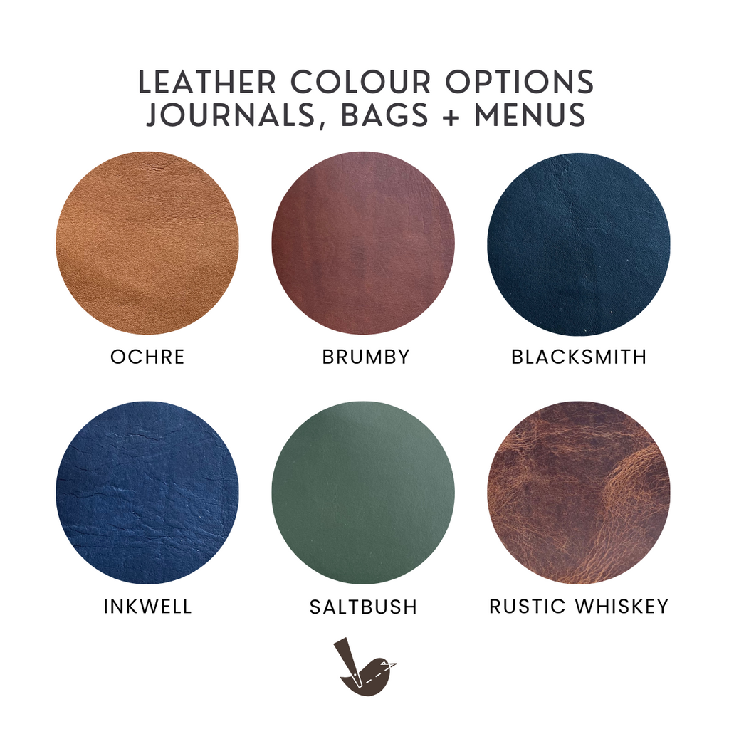 Leather colours, rustic wren australian leather, made in australia