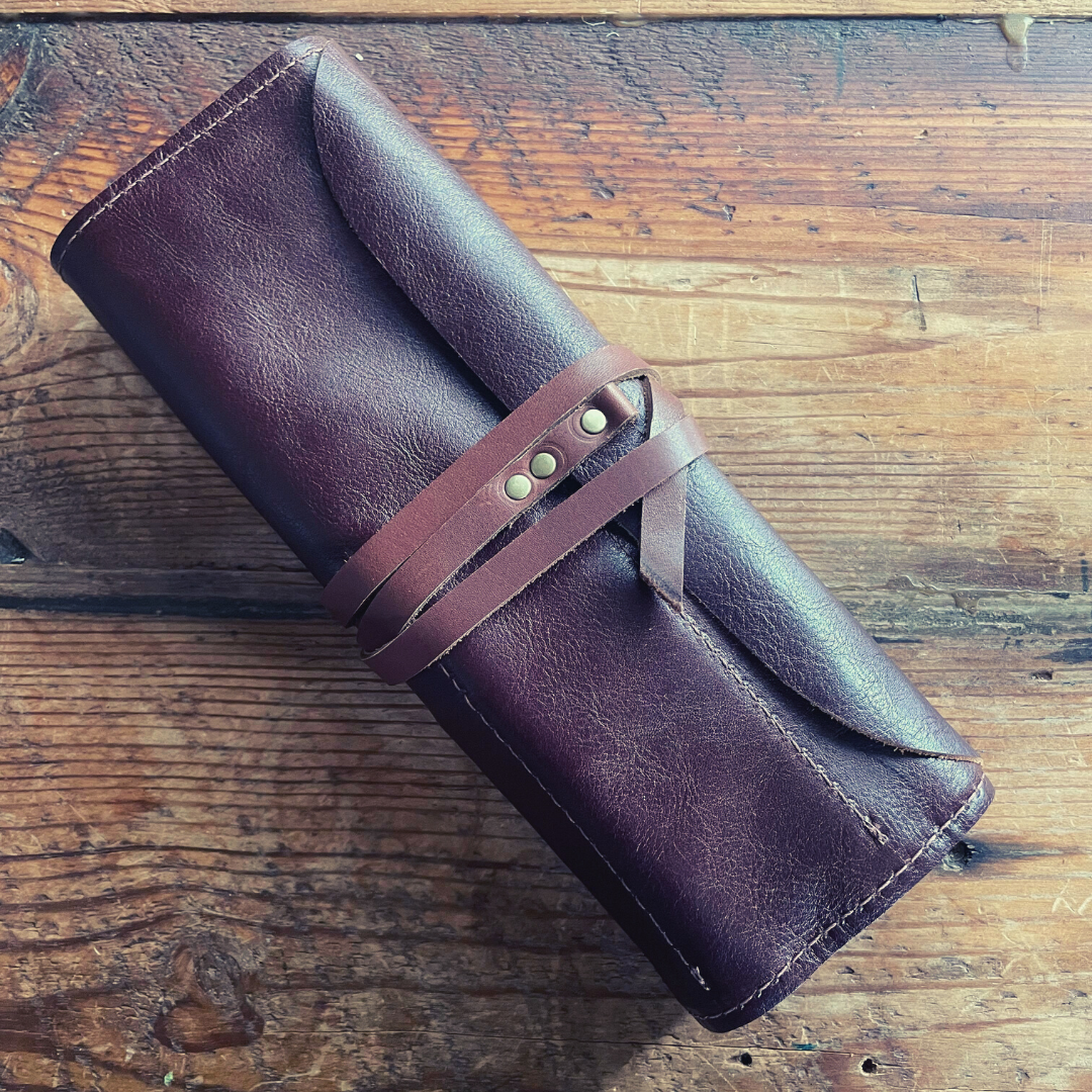 Leather Brush / Tool Roll with zipper
